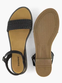 Graceland Zwarte Sandaal Gevlochten-Dames Sandalen