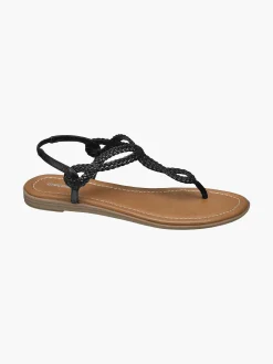 Graceland Zwarte Sandaal Geweven-Dames Sandalen