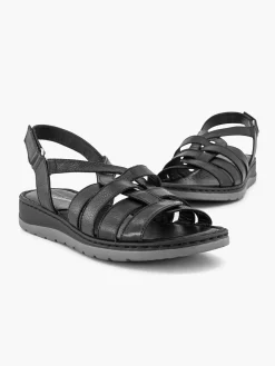 Medicus Zwarte Sandaal Klittenband-Dames Sandalen
