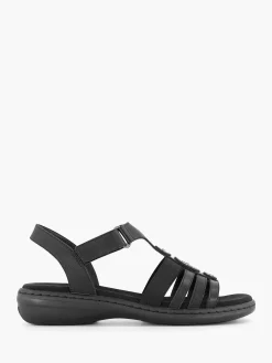 Easy Street Zwarte Sandaal Klittenband-Dames Comfort Schoenen