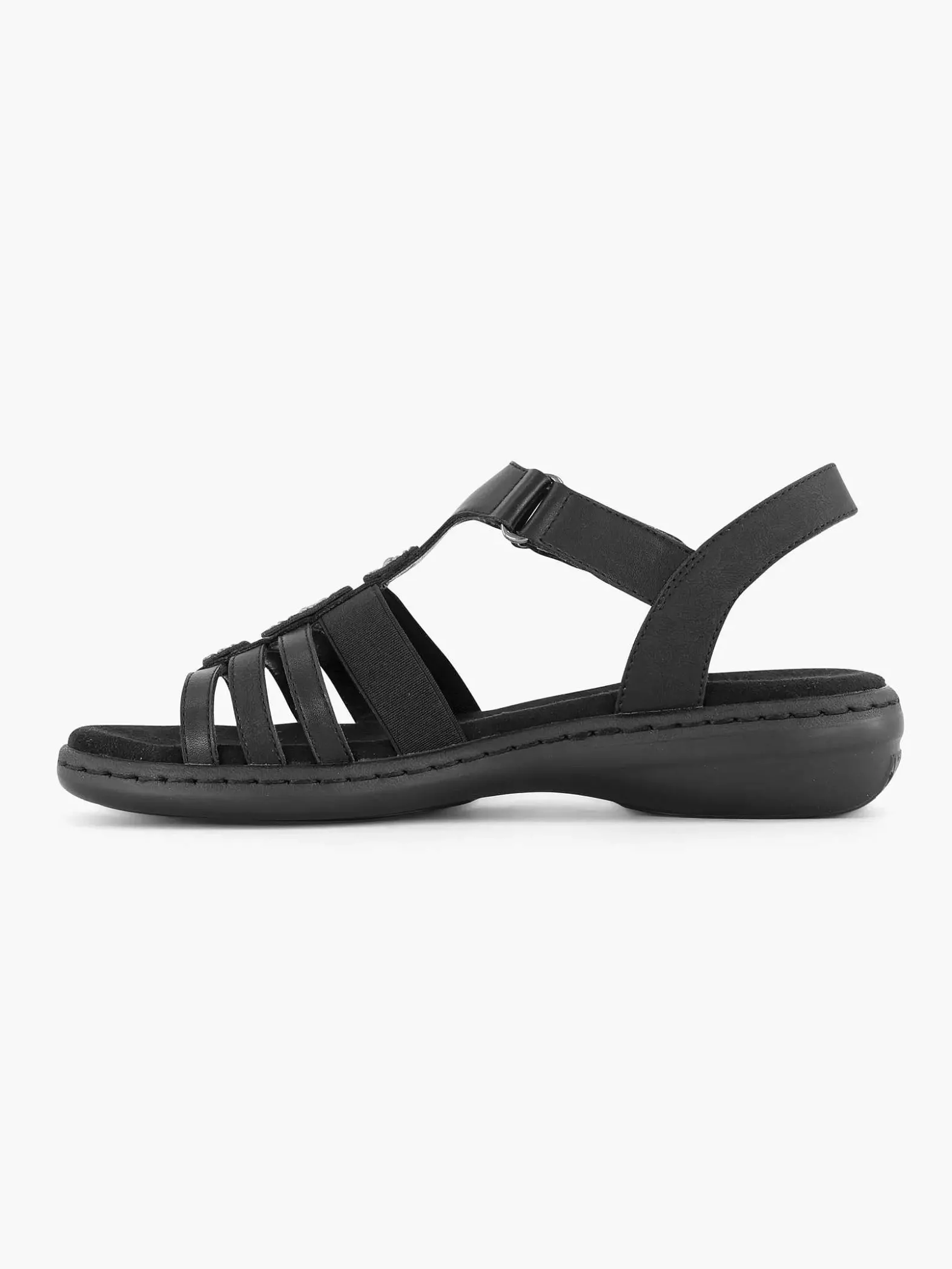 Easy Street Zwarte Sandaal Klittenband-Dames Comfort Schoenen