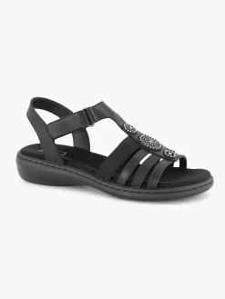 Easy Street Zwarte Sandaal Klittenband-Dames Comfort Schoenen