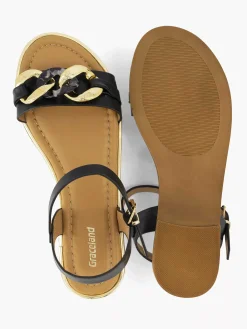 Graceland Zwarte Sandaal Sierketting-Dames Sandalen