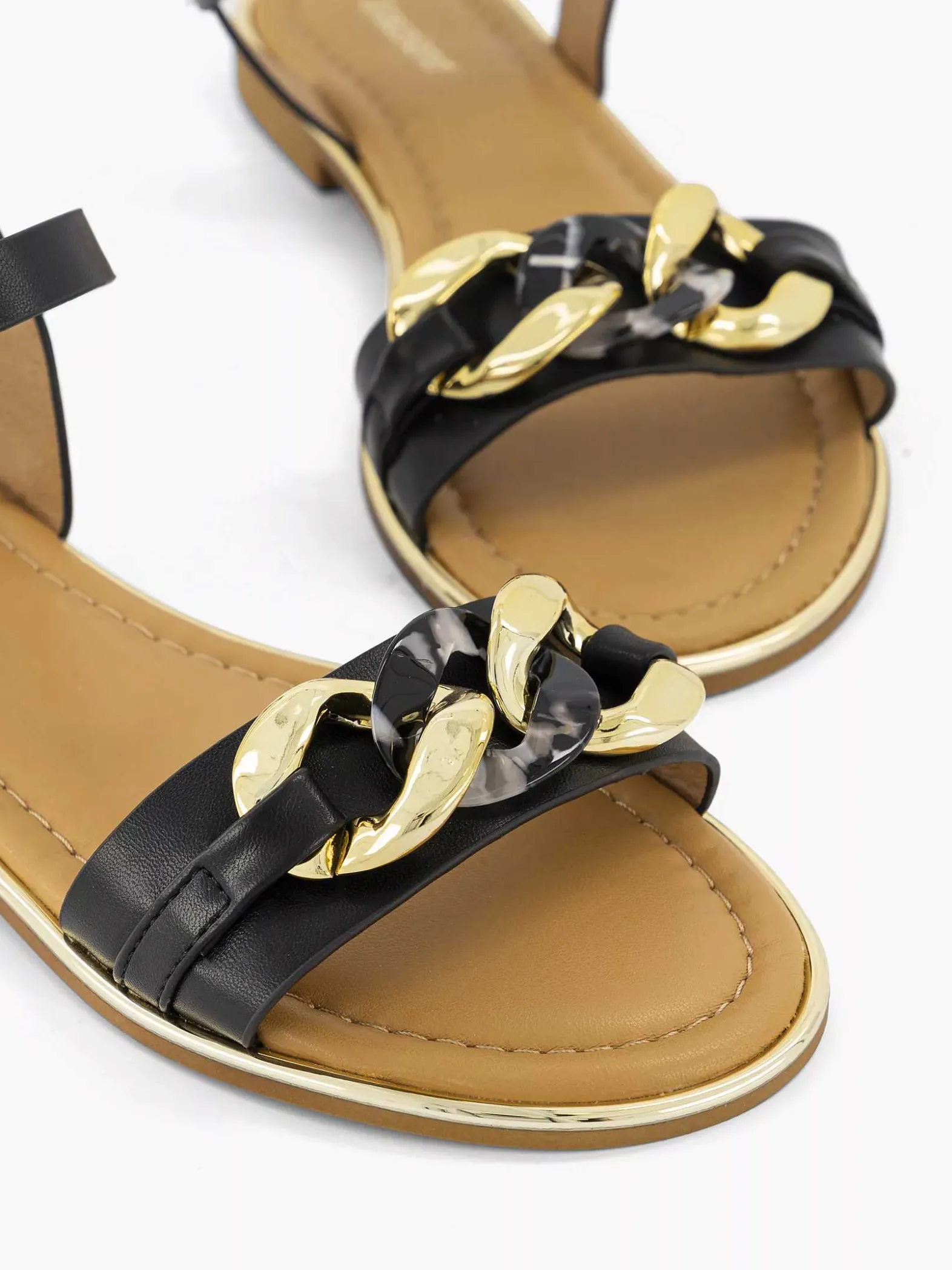 Graceland Zwarte Sandaal Sierketting-Dames Sandalen