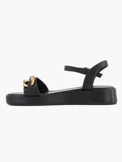 Oxmox Zwarte Sandaal Sierketting-Dames Sandalen