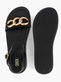 Oxmox Zwarte Sandaal Sierketting-Dames Sandalen
