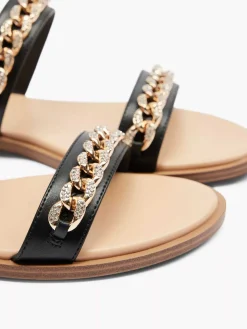 Graceland Zwarte Sandaal Sierketting-Dames Sandalen