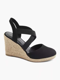 Graceland Zwarte Sandaal Sleehak-Dames Sandalen