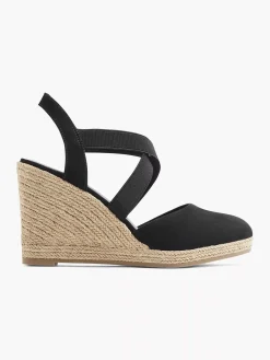 Graceland Zwarte Sandaal Sleehak-Dames Sandalen