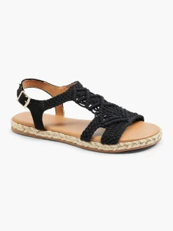 Graceland Zwarte Sandaal Touw-Dames Sandalen