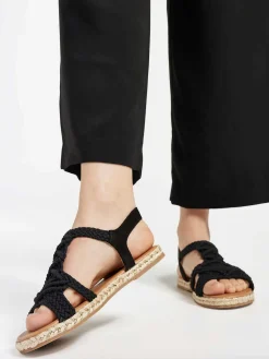 Graceland Zwarte Sandaal Touw-Dames Sandalen