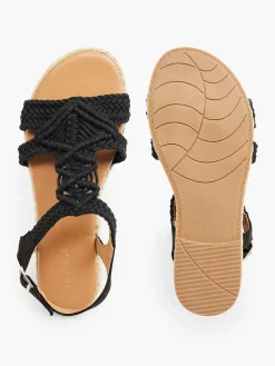 Graceland Zwarte Sandaal Touw-Dames Sandalen