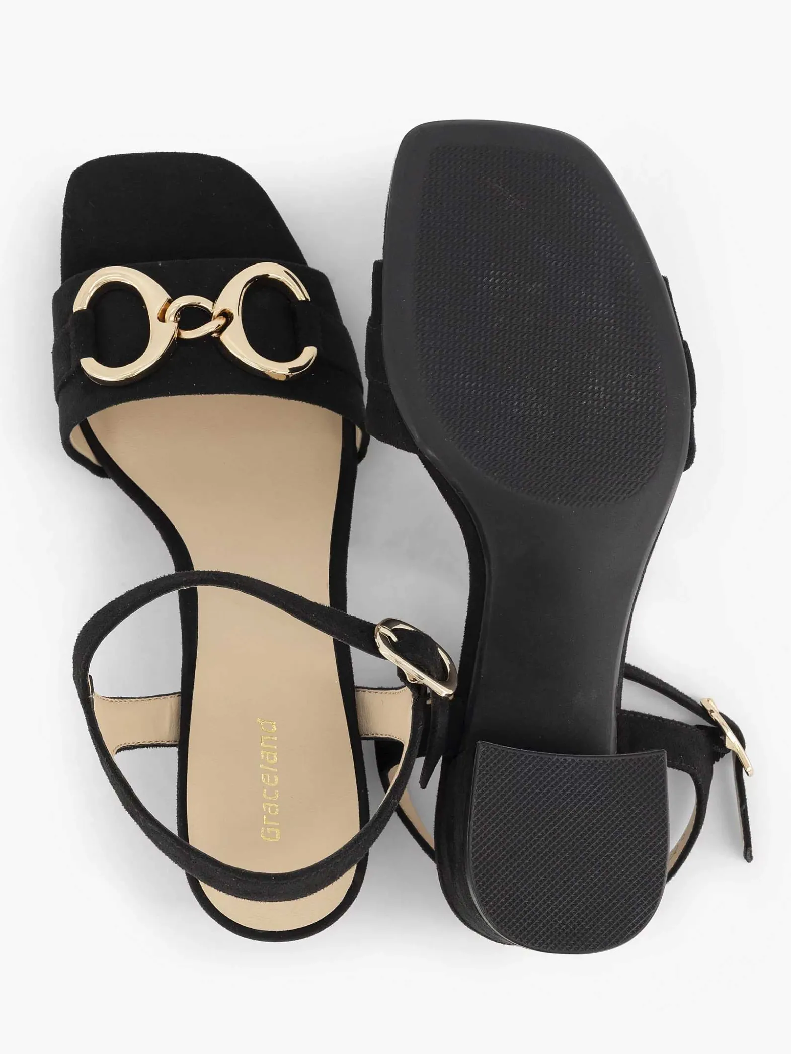 Graceland Zwarte Sandalette Sierketting-Dames Sandalen