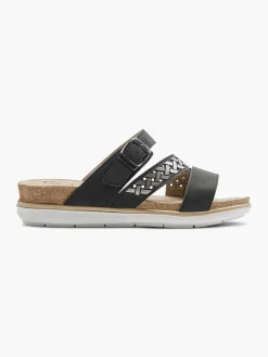 Easy Street Zwarte Slipper Gespsluiting-Dames Slippers