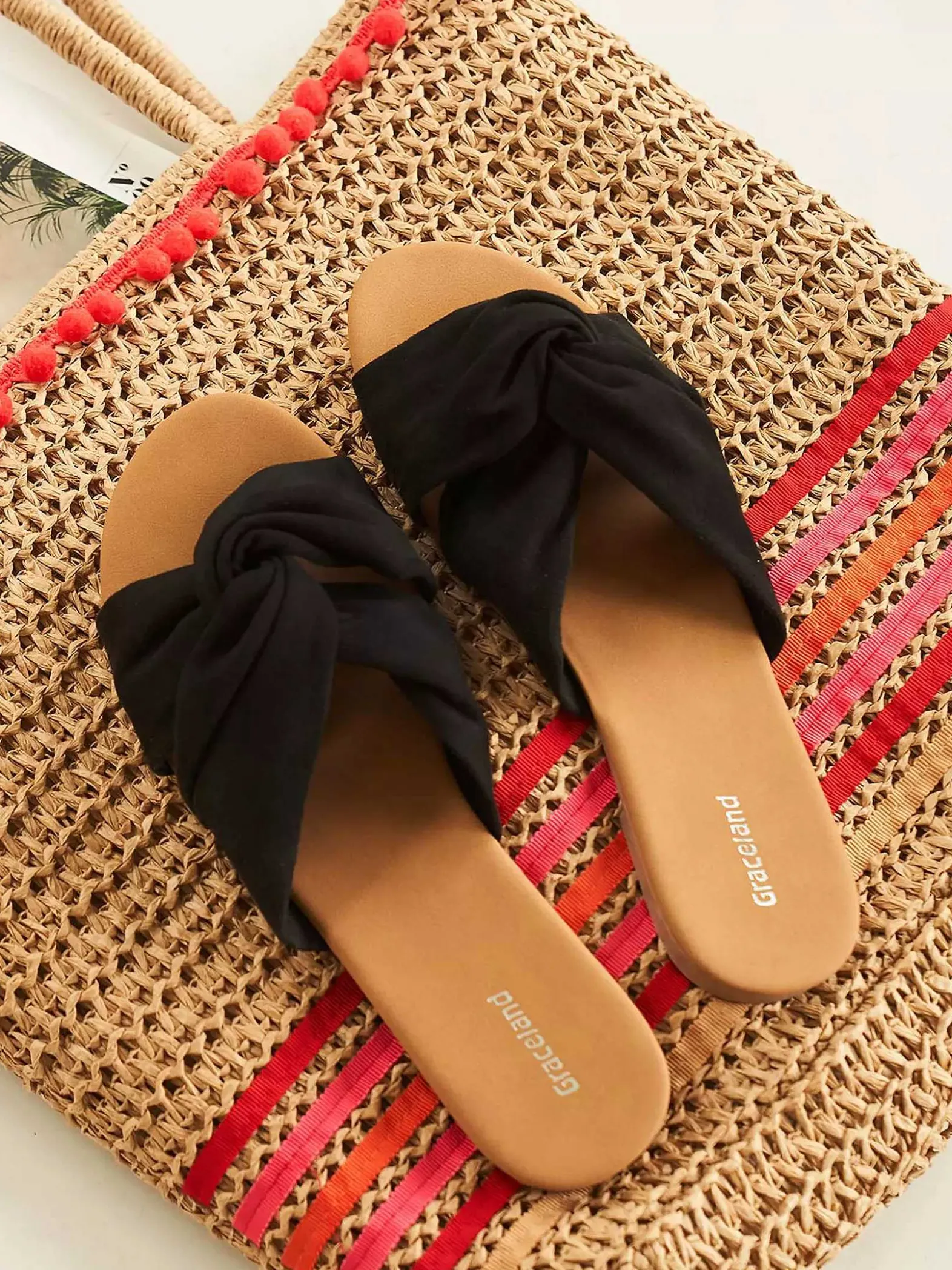 Graceland Zwarte Slipper Knoop-Dames Slippers