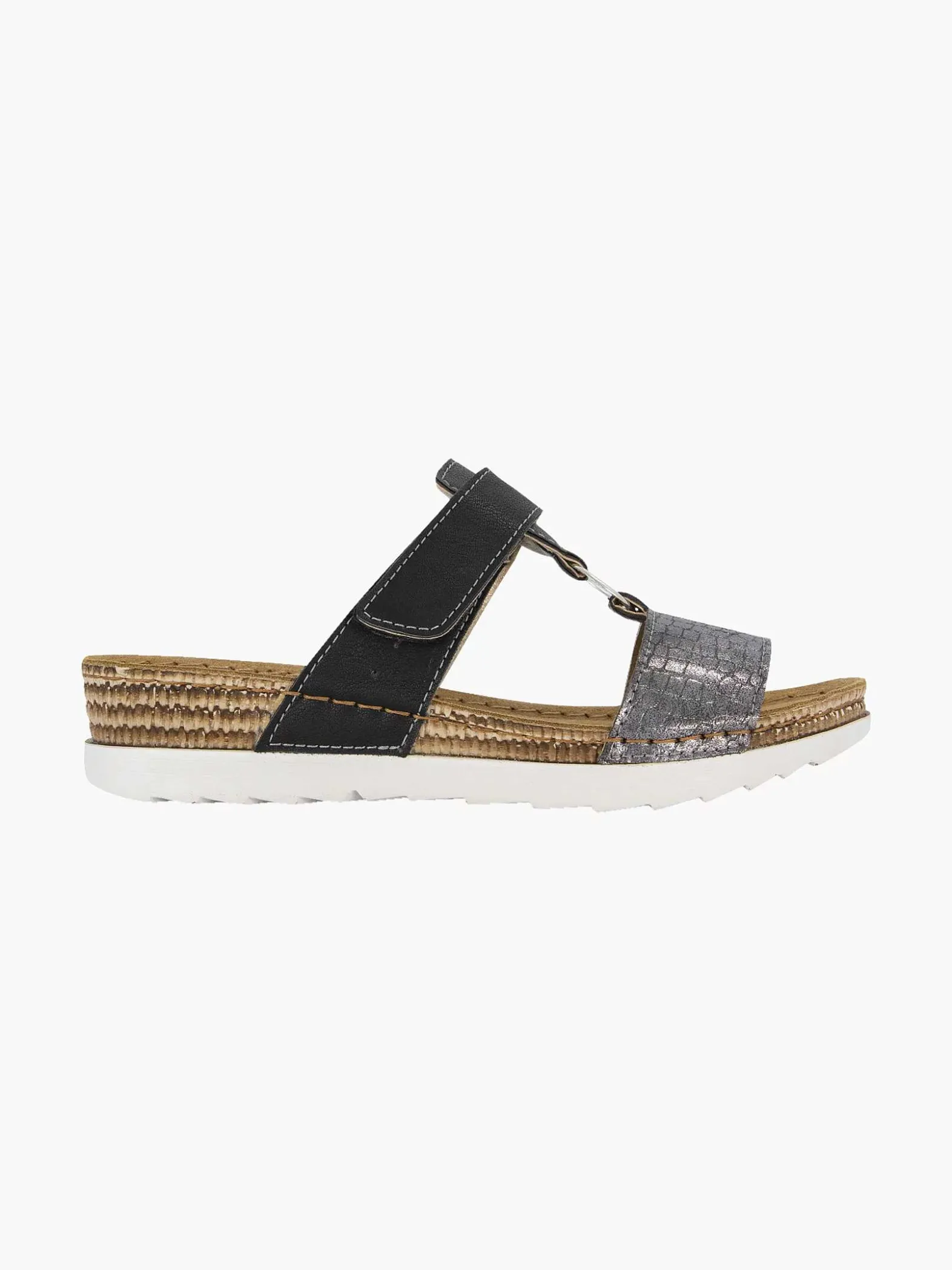 Easy Street Zwarte Slipper Leren Voetbed-Dames Slippers