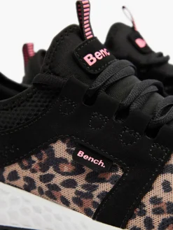 Bench Zwarte Sneaker Panterprint-Dames Sneakers