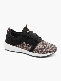 Bench Zwarte Sneaker Panterprint-Dames Sneakers
