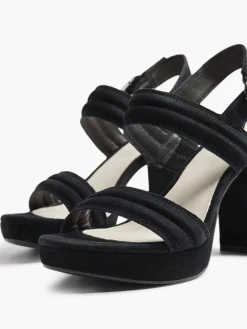 5th Avenue Zwarte Suede Sandalette-Dames Sandalen