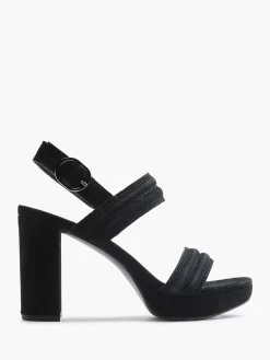 5th Avenue Zwarte Suede Sandalette-Dames Sandalen
