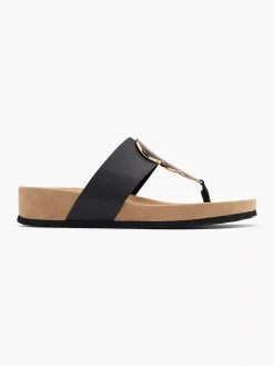 Graceland Zwarte Teenslipper-Dames Slippers