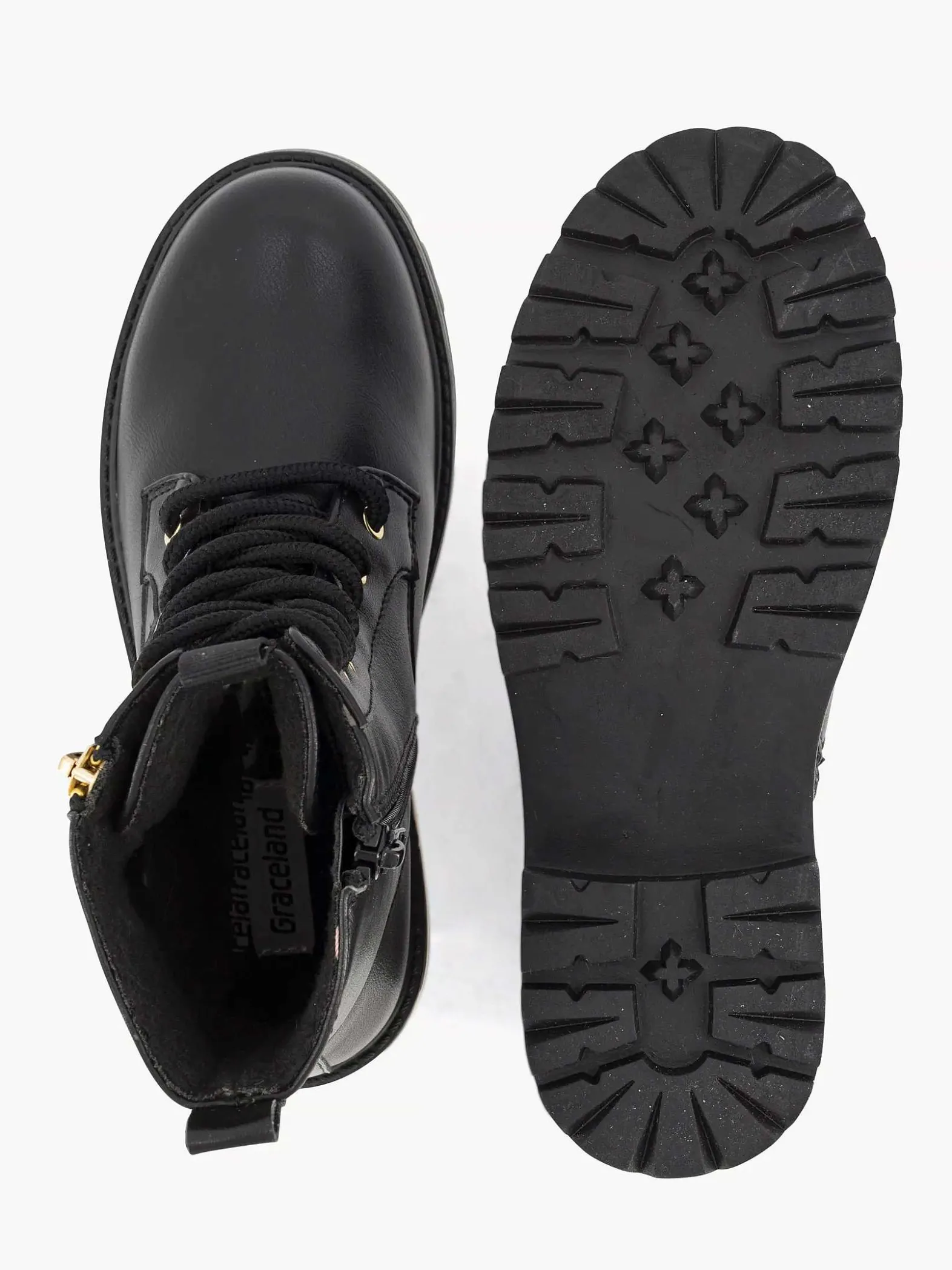 Graceland Zwarte Veterboot-Kinderen Jongensschoenen