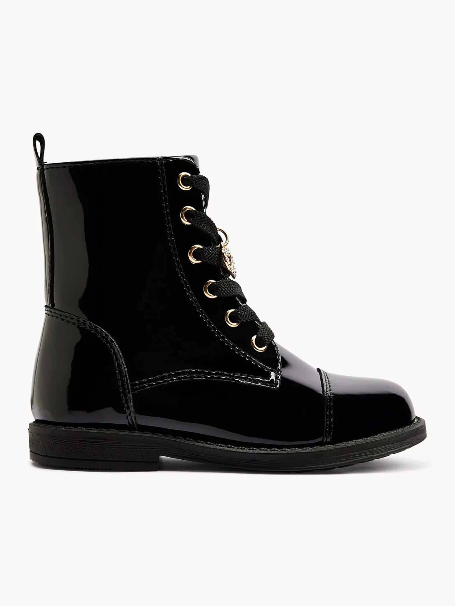 Graceland Zwarte Veterboot Lak-Kinderen Jongensschoenen