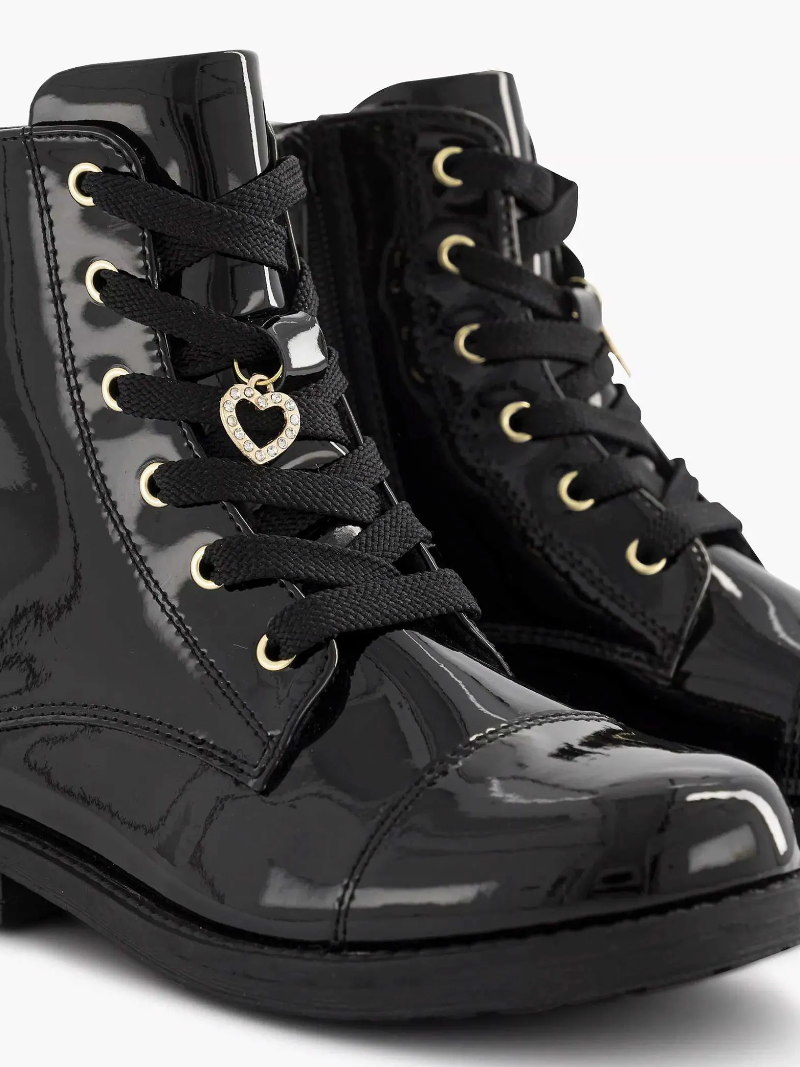 Graceland Zwarte Veterboot Lak-Kinderen Jongensschoenen