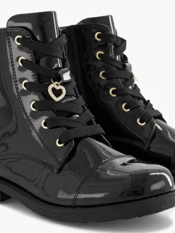Graceland Zwarte Veterboot Lak-Kinderen Jongensschoenen