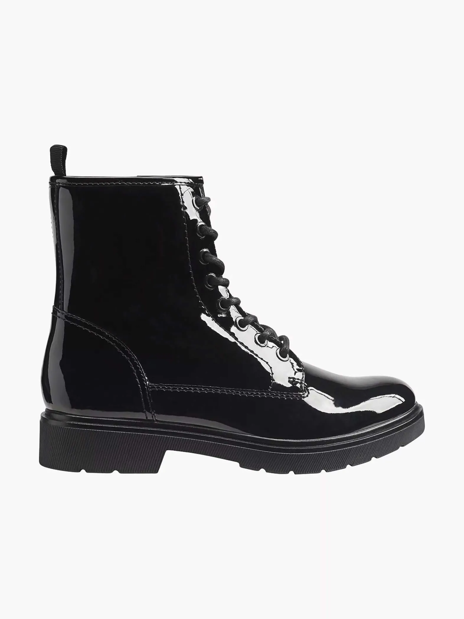 Graceland Zwarte Veterboot Lak-Dames Enkellaarzen & Boots