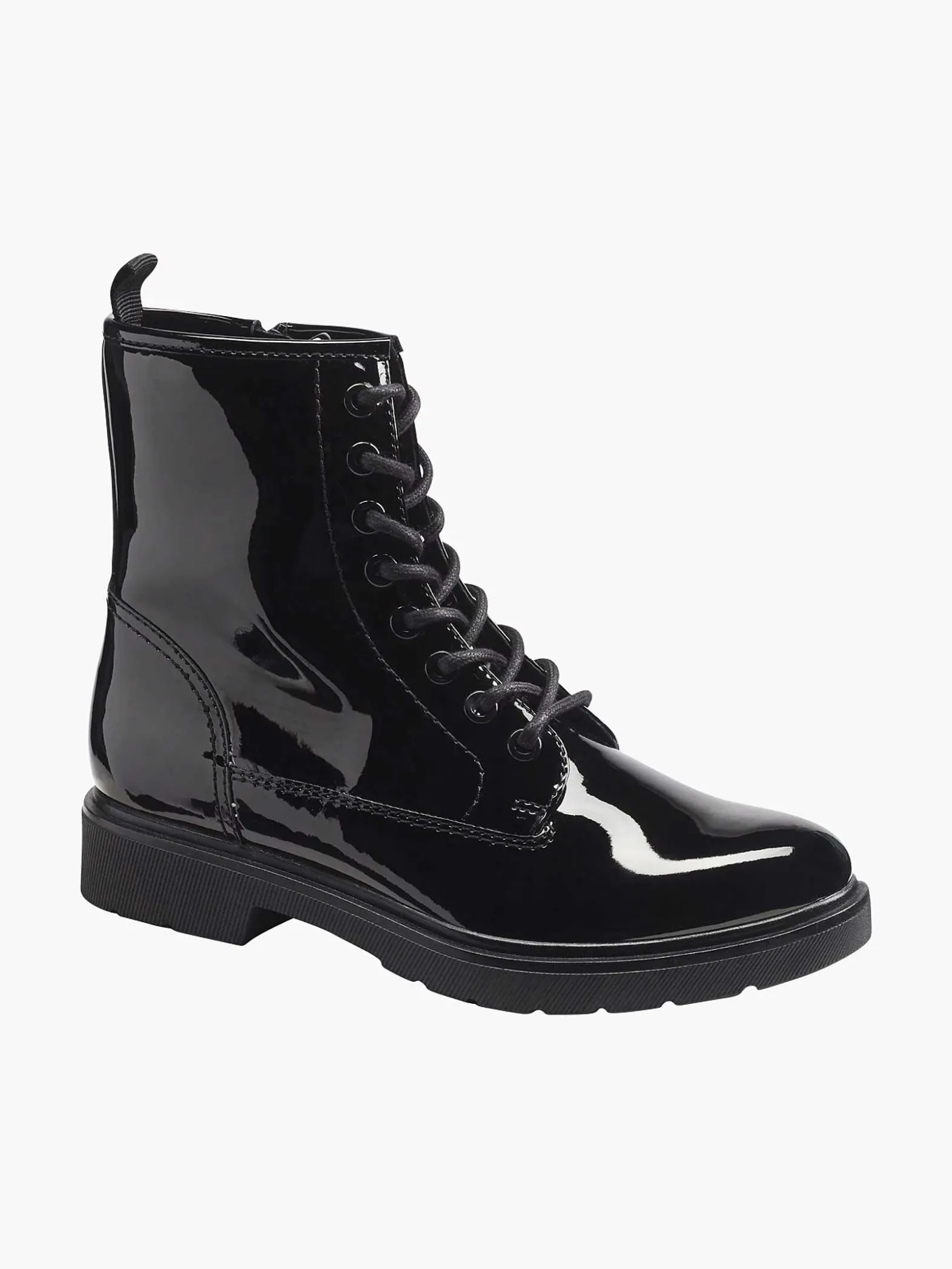 Graceland Zwarte Veterboot Lak-Dames Enkellaarzen & Boots