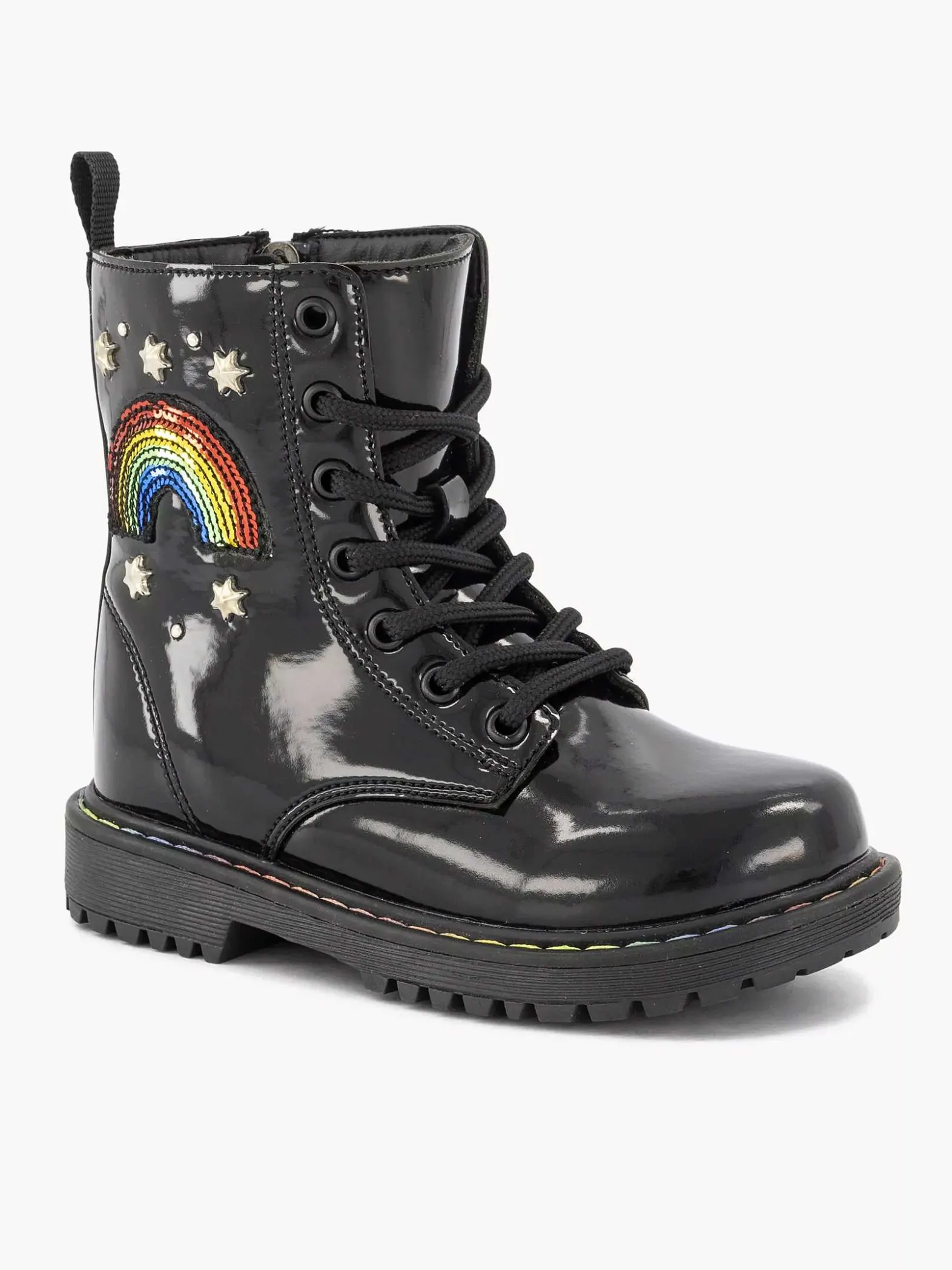 Graceland Zwarte Veterboot Regenboog-Kinderen Jongensschoenen