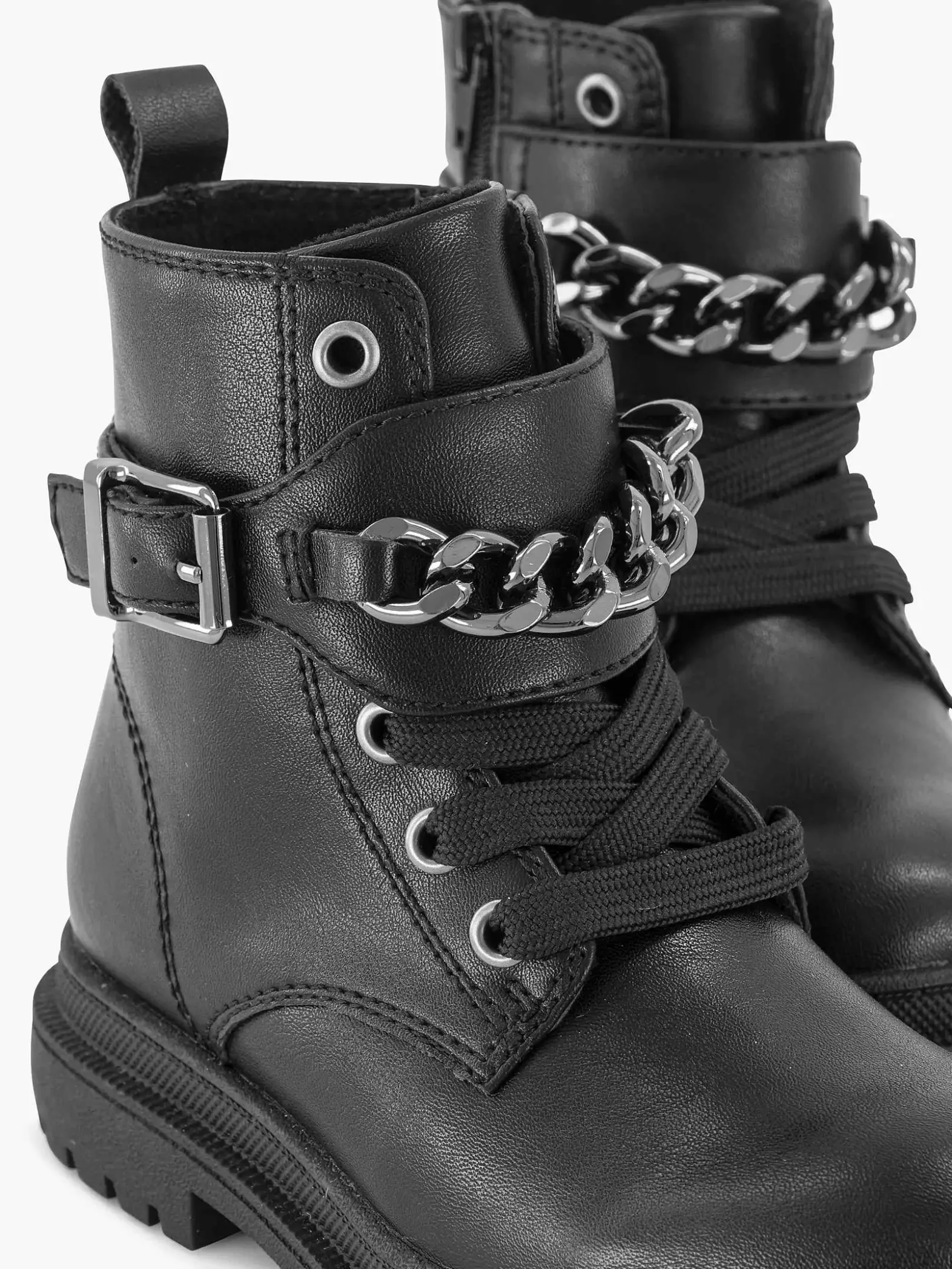 Oxmox Zwarte Veterboot Sierketting, Offline Ivm Klachten (Laura)-Kinderen Jongensschoenen