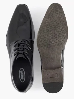 AM SHOE Zwarte Veterschoen Lak-Heren Geklede Schoenen