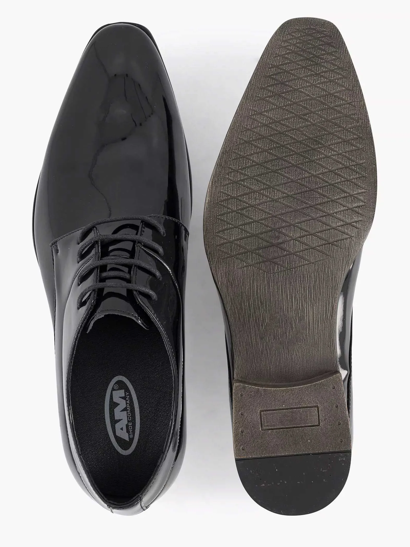 AM SHOE Zwarte Veterschoen Lak-Heren Geklede Schoenen