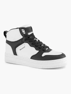 Oxmox Zwart Witte Hoge Sneaker-Dames Sneakers